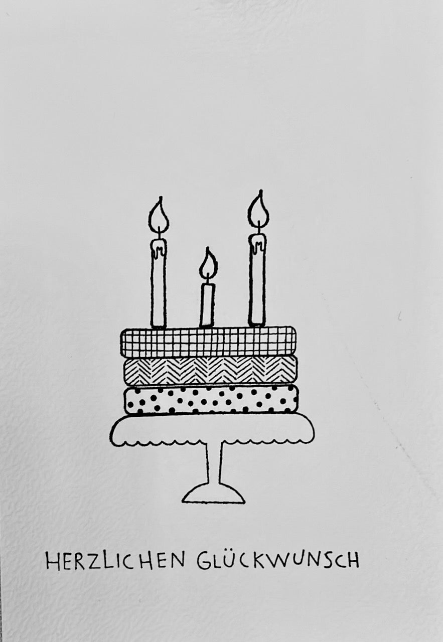 Karte Happybirthday Kuchen Schwarz